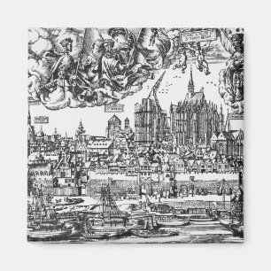 ケルン1531年の一般的な見解(版木、銅版、版画) (b/wのpho マグネット