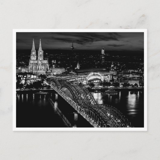 ケルン ドイツ スカイライン 夜景 撮影 ポストカード (正面)