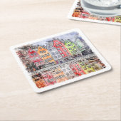 ケルンGermany手描き水彩画スケッチ スクエアペーパーコースター (アングル)