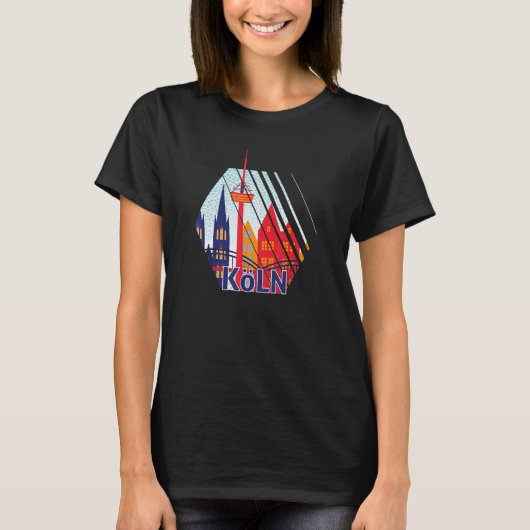 ケルンGermany City Skyline Silhouette Outline Sk Tシャツ (正面)