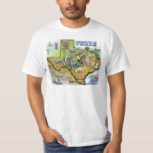 ケルヴィルテキサス州マップティー Tシャツ (正面)