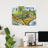 ケルヴィルテキサス州地図ポスター ポスター (ホームオフィス)