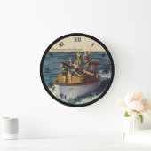 ケレーズアイランドオハイオポストカードクロック ラージ壁時計 (ホーム)