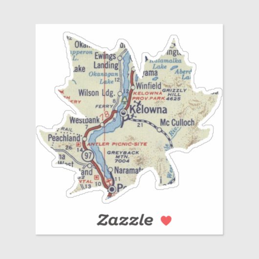 ケローナヴィンテージの地図 シール (シート)