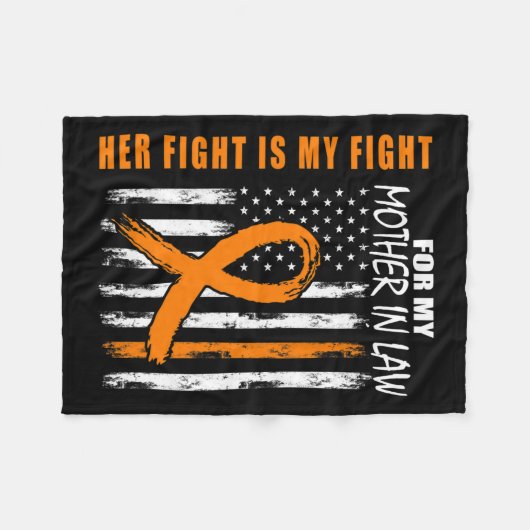 ケンカは私の姑の白血病認識度 フリースブランケット (正面(横))