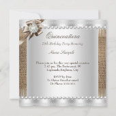 ケンカネーラ(Quinceanera)ラスティックバラップ真珠レース真珠 招待状 (裏面)