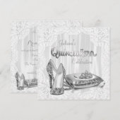 ケンセイェーラ(Quinceanera) 白 招待状 (正面/裏面)
