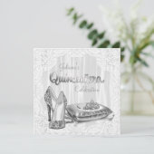 ケンセイェーラ(Quinceanera) 白 招待状 (スタンド正面)