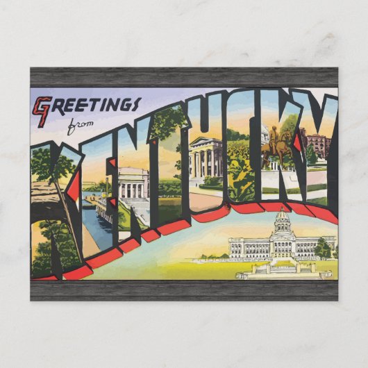 ケンタッキーからの挨拶,ヴィンテージ ポストカード (正面)