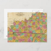 ケンタッキーとテネシーの地図 ポストカード (正面/裏面)