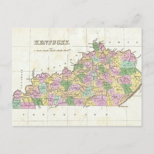 ケンタッキーのヴィンテージの地図（1827年） ポストカード (正面)