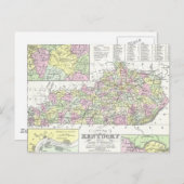 ケンタッキーのヴィンテージの地図(1850年) ポストカード (正面/裏面)