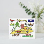 ケンタッキーの地図イラストレーション ポストカード (スタンド正面)