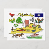 ケンタッキーの地図イラストレーション ポストカード (正面/裏面)