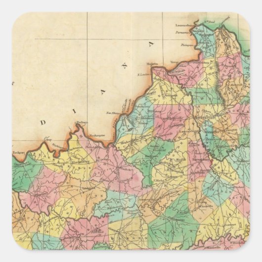 ケンタッキーの地図 スクエアシール (正面)