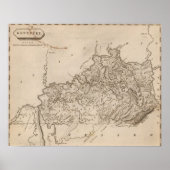 ケンタッキーの地図:Arrowsmith ポスター (正面)