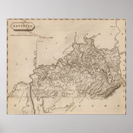 ケンタッキーの地図:Arrowsmith ポスター (正面)