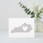 ケンタッキーの形グレーケンタッキー州ハートラブアドレ ポストカード (スタンド正面)