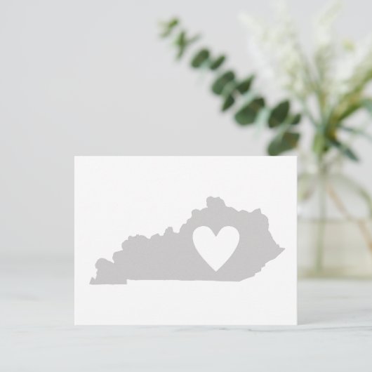 ケンタッキーの形グレーケンタッキー州ハートラブアドレ ポストカード (スタンド正面)