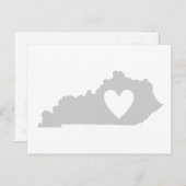 ケンタッキーの形グレーケンタッキー州ハートラブアドレ ポストカード (正面/裏面)