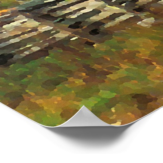 ケンタッキーカントリーキャビン秋シーズンウォーターカラーアート ポスター (角)