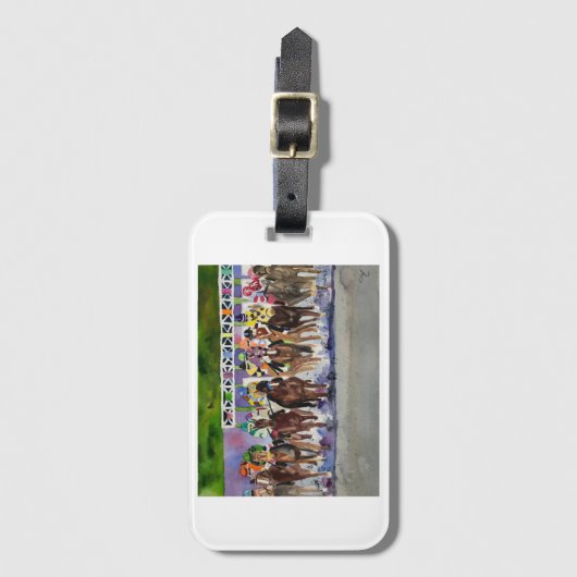 ケンタッキーダービーの写真が付いている荷物のラベル ラゲッジタグ (正面縦)