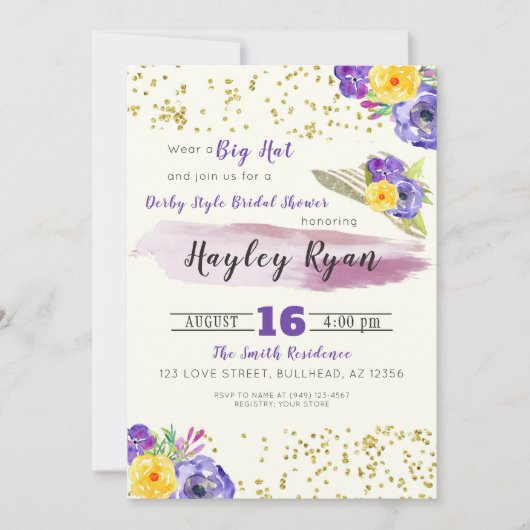 ケンタッキーダービースタイルブライダルシャワー招待 招待状 (正面)