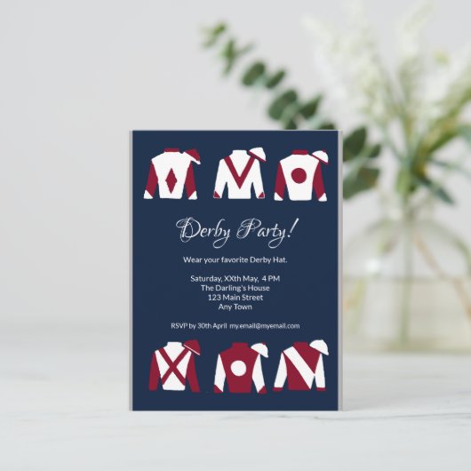 ケンタッキーダービーパーティの招待状はがき ポストカード (スタンド正面)