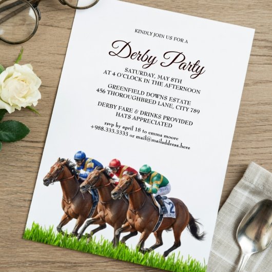ケンタッキーダービーパーティー招待状 馬レース 招待状