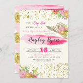 ケンタッキーダービービッグハットウォーター色ベビーシャワー 招待状 (正面/裏面)