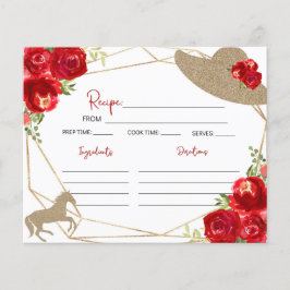 ケンタッキーダービーブライダルシャワーレシピカード