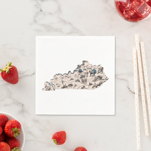 ケンタッキーヴィンテージ写真マップアンティーク州グラフ スタンダードカクテルナプキン (インサイチュ)