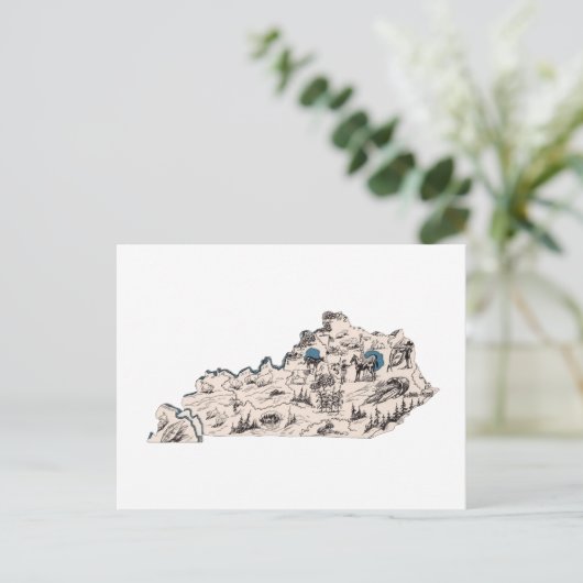 ケンタッキーヴィンテージ写真マップアンティーク州グラフ ポストカード (スタンド正面)