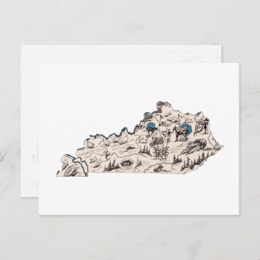 ケンタッキーヴィンテージ写真マップアンティーク州グラフ ポストカード (正面/裏面)