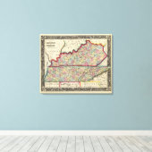 ケンタッキー州とテネシー州の郡地図 キャンバスプリント (インサイチュ (ウッドフロア))