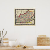 ケンタッキー州とテネシー州の郡地図 ポスター (キッチン)