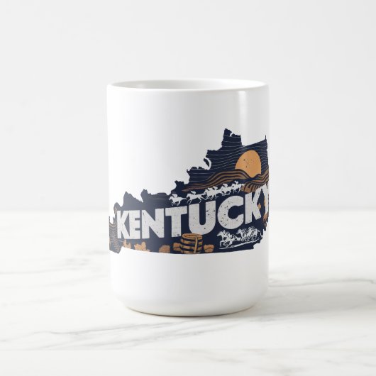 ケンタッキー州のレトロなシルエット風景 コーヒーマグカップ (中央)