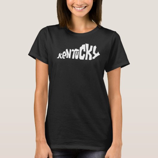 ケンタッキー州の愛国的なホーム州の地図文字 Tシャツ (正面)