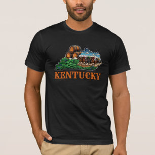 ケンタッキー州アウトラインタトゥースタイルホースバーボン Tシャツ