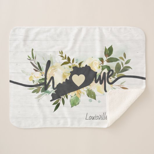 ケンタッキー州パーソナライズされたユアホームシティ素朴 シェルパブランケット (正面(横))