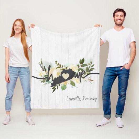 ケンタッキー州パーソナライズされたユアホームシティ素朴 フリースブランケット (インサイチュ)