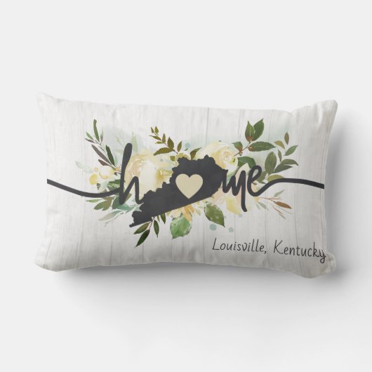 ケンタッキー州パーソナライズされたユアホームシティ素朴 ランバークッション (裏面)