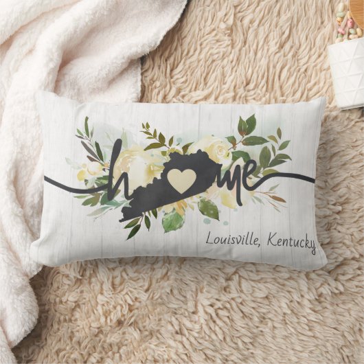 ケンタッキー州パーソナライズされたユアホームシティ素朴 ランバークッション (ブランケット)