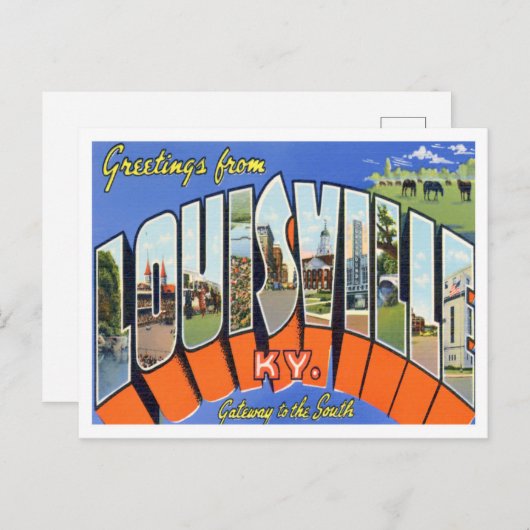 ケンタッキー州ルイビルヴィンテージビッグレター ポストカード (正面/裏面)