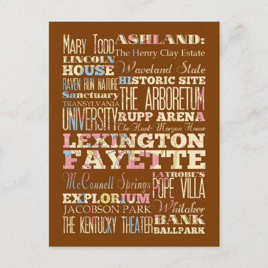 ケンタッキー州レキシントン・ファイエットの有名な場所。 ポストカード (正面)