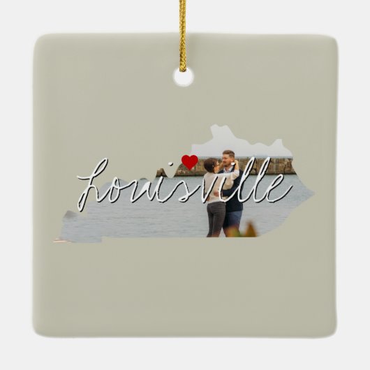 ケンタッキー州写真の挿入物と町名 セラミックオーナメント (裏面)