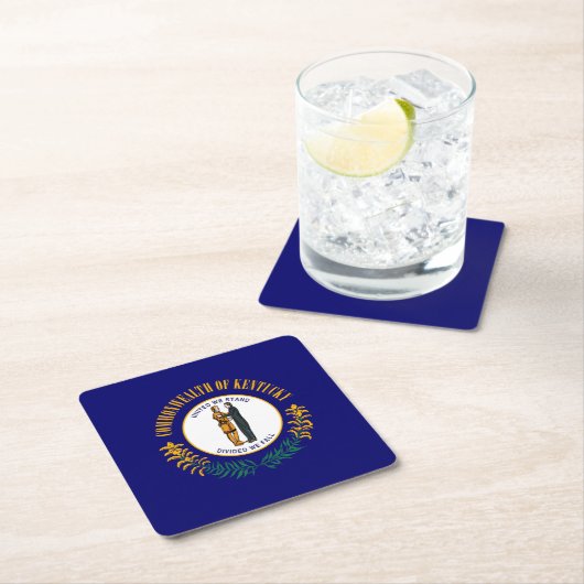 ケンタッキー州旗デザイン スクエアペーパーコースター (インサイチュ)