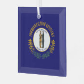 ケンタッキー州：ブルーグラス連邦州旗 ガラスオーナメント (正面左)