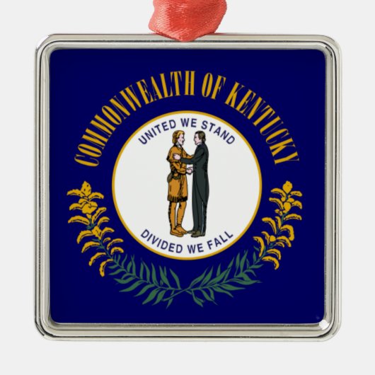 ケンタッキー州：ブルーグラス連邦州旗 メタルオーナメント (正面)