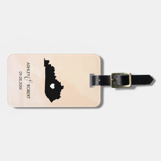 ケンタッキー結婚の地図のラゲージタグ、カップルの名前 ラゲッジタグ (正面横)